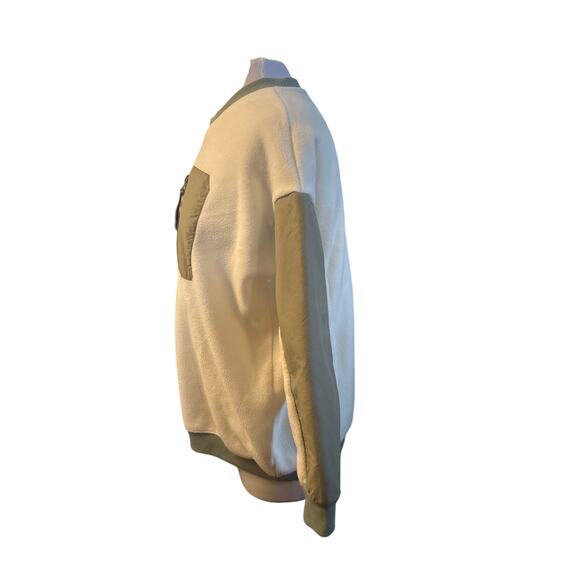 XS Madewell NC672 MWL Betterfleece Colorblock Crewneck Sweatshirt Antique Cream - Picture 3 of 6